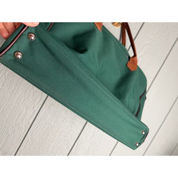 Vintage Tahoe 94 Duffel Bag Green Canvas Leather Handles Retro Travel Carry-On - Picture 5 of 8